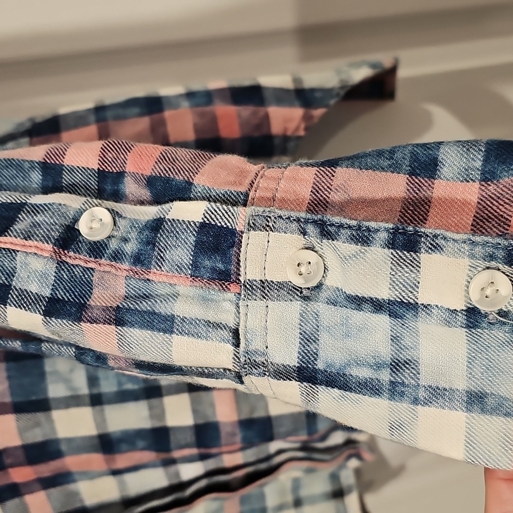 Anthropologie Cloth & Stone Plaid Button Up Shirt Sz Xs PTP 18" EUC - Picture 5 of 12